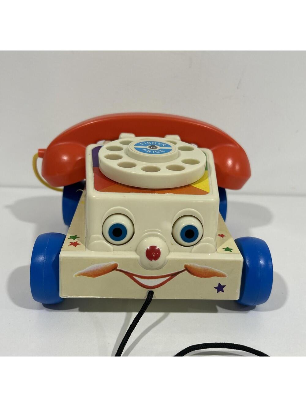 Vintage 1961 Fisher-Price Chatter Telephone Pull Toy Moving Eyes 1960s